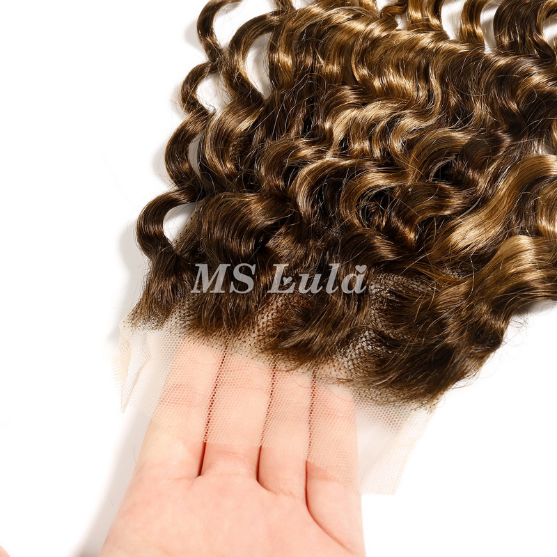 Deep Wave #4/27 Highlight Virgin Human Hair 4x4 13x4 Transparent Lace Closure/Frontal - 图片 4